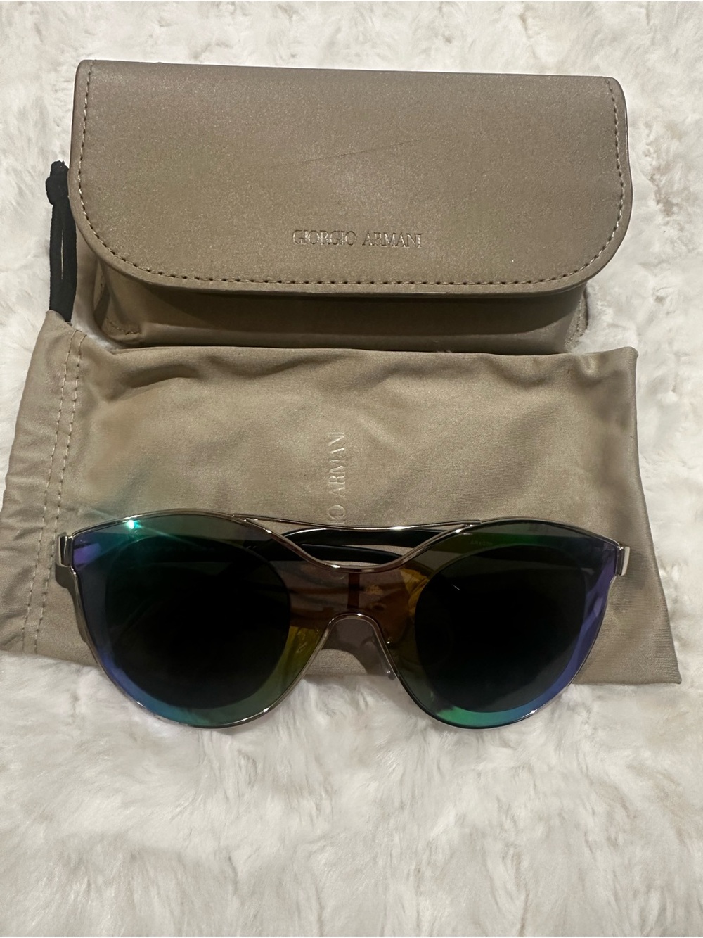 Giorgio Armani Mirrored Multicolor Lens Sunglasses with Silver Frame
